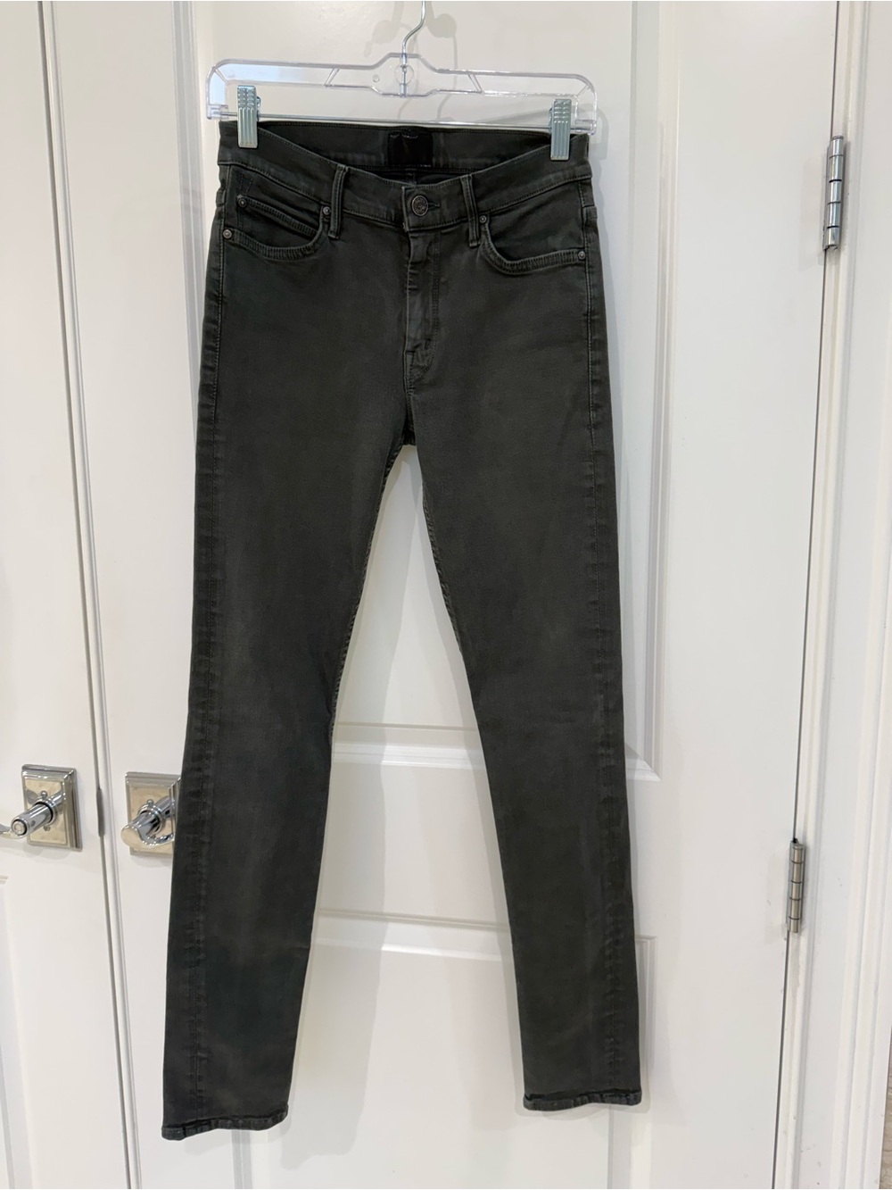 Mother The Muse hematite grey skinny cropped jeans